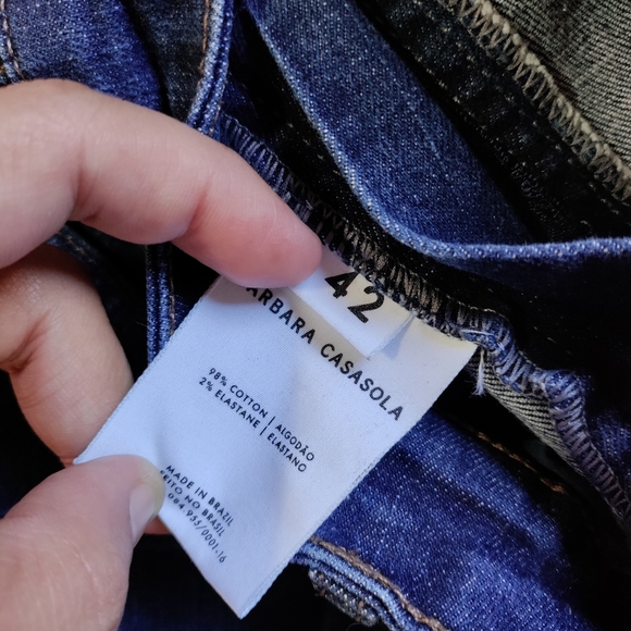 Barbara Casasola Dark Wash Blue Denim Straight Leg Boot Cut Jeans High Rise - Picture 10 of 12